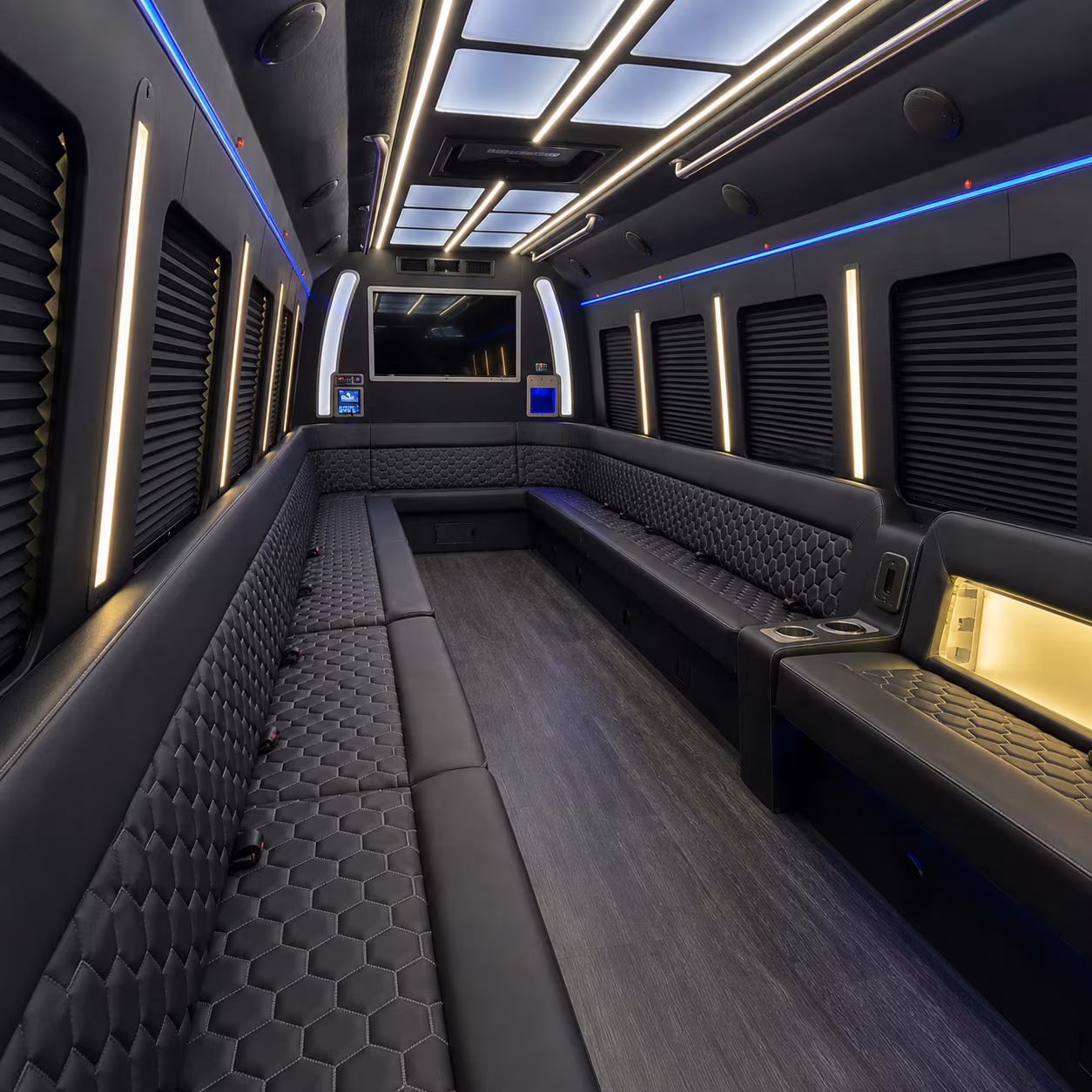 sunrise party bus rental interior